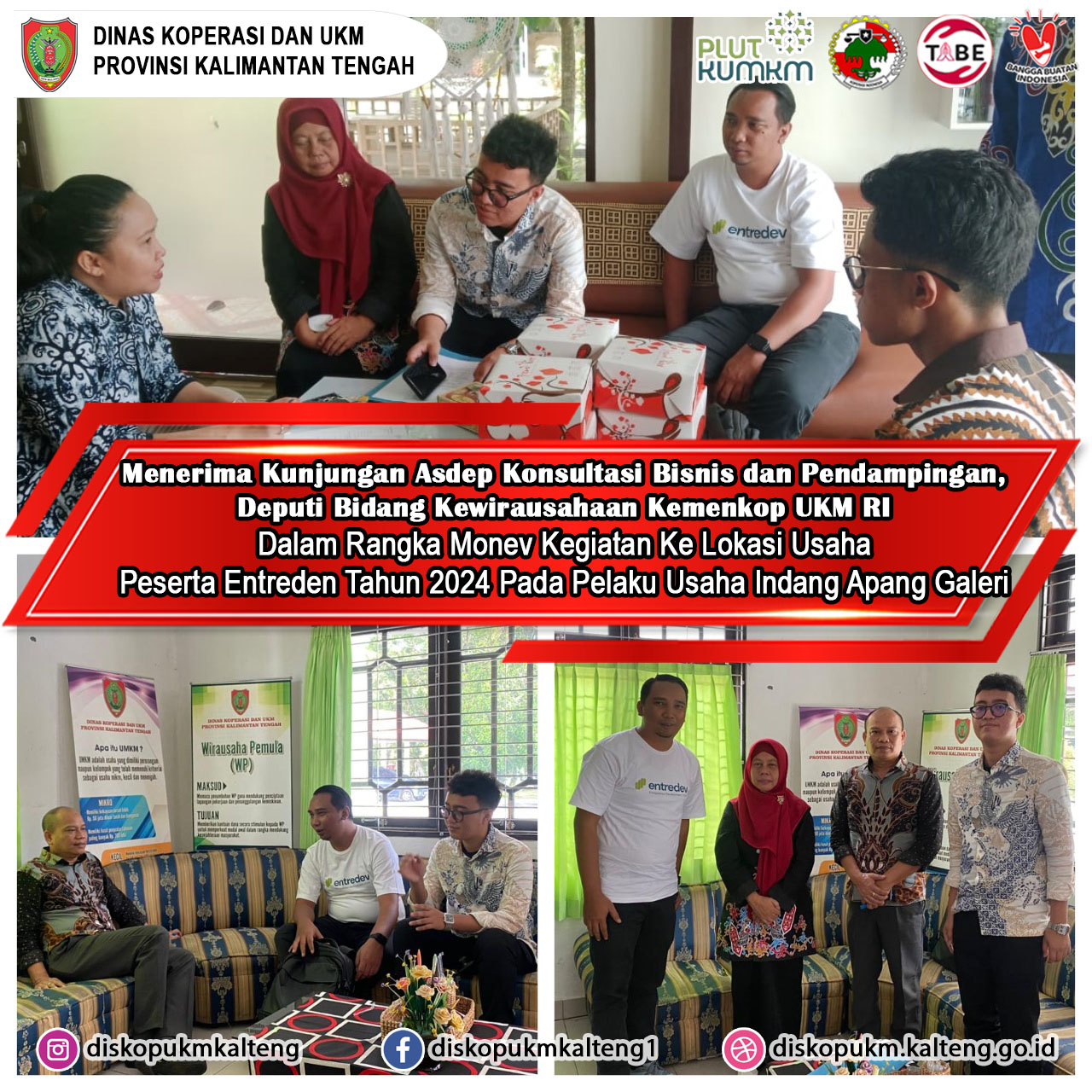 Menerima kunjungan dan Mendampingi Asdep Konsultasi Bisnis dan Pendampingan dalam rangka Monev Kegiatan ke lokasi usaha peserta Entredev Tahun 2024