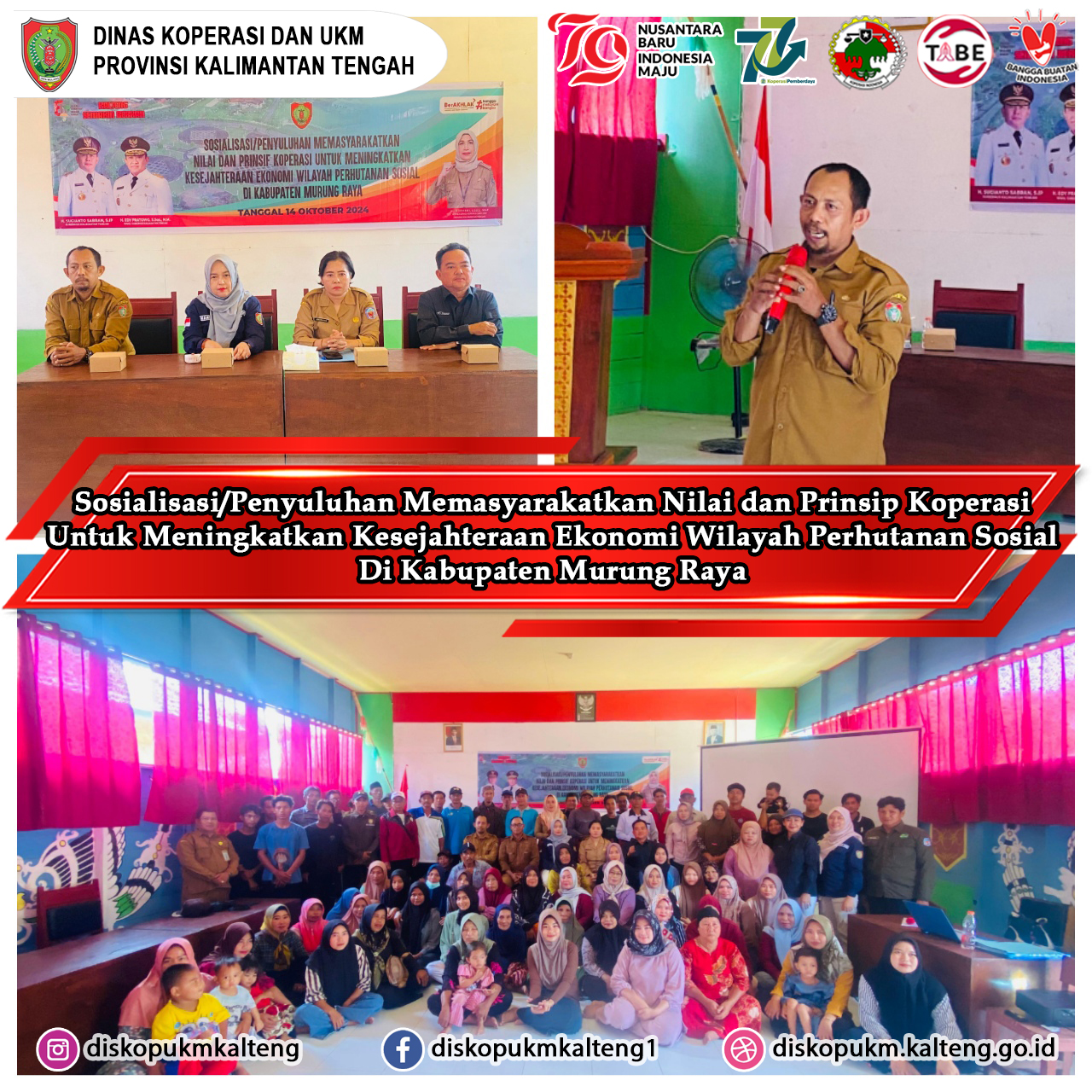Diskop UKM menyelenggarakan Sosialisasi/Penyuluhan Koperasi Di Desa Bahitom Kabupaten Murung Raya