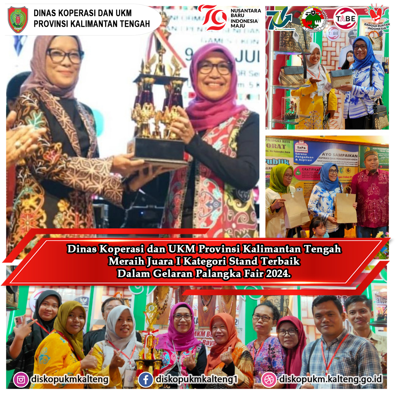 Dinas Koperasi dan UKM Provinsi Kalimantan Tengah Meraih Juara I Kategori Stand Terbaik Dalam Gelaran Palangka Fair 2024.