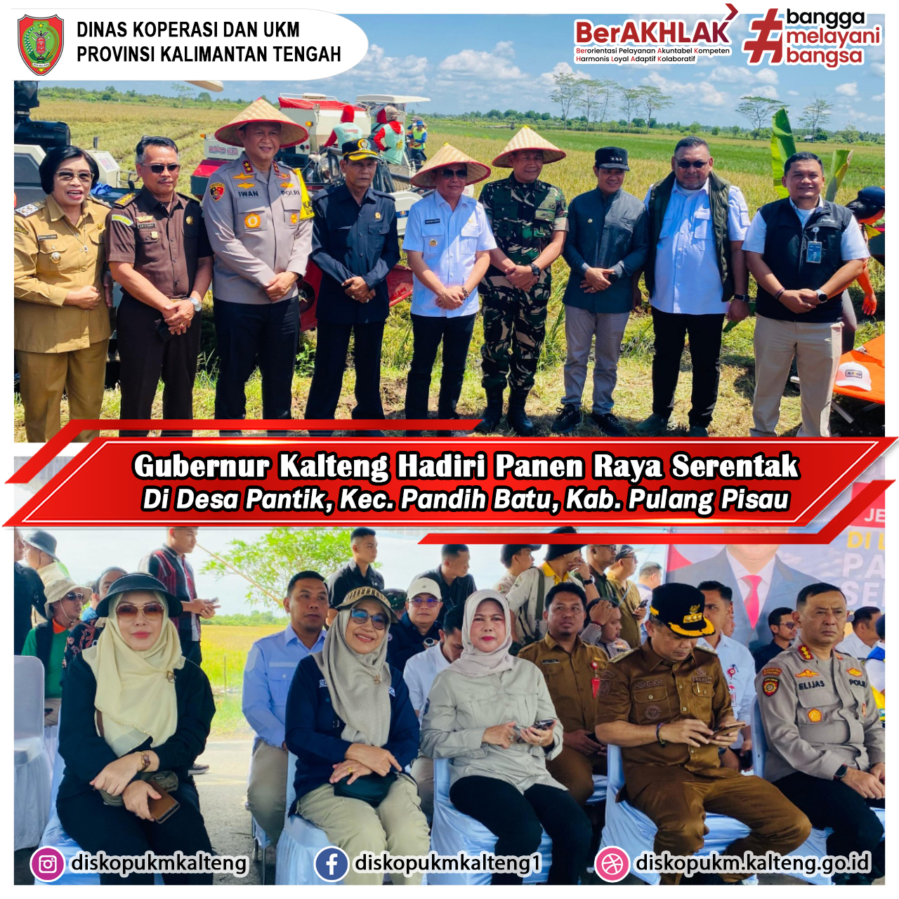 Gubernur Kalteng Hadiri Panen Raya Serentak Di Desa Pantik, Kecamatan Pandih Batu, Kabupaten Pulang Pisau