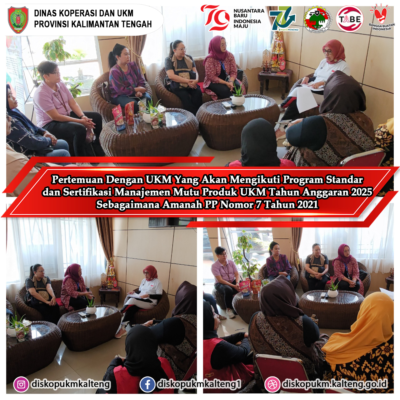 Pertemuan dengan beberapa pelaku usaha kecil yang akan mengikuti program standar dan sertifikasi manajemen mutu produk UKM